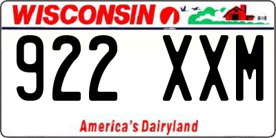 WI license plate 922XXM
