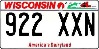 WI license plate 922XXN