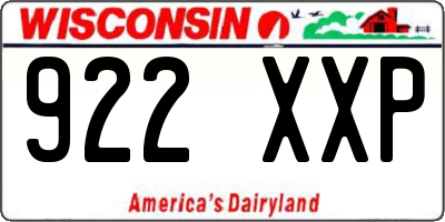 WI license plate 922XXP