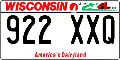 WI license plate 922XXQ