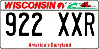 WI license plate 922XXR