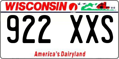 WI license plate 922XXS