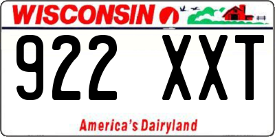 WI license plate 922XXT