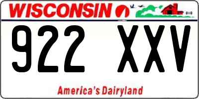 WI license plate 922XXV
