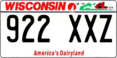 WI license plate 922XXZ