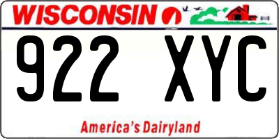 WI license plate 922XYC