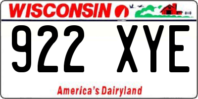 WI license plate 922XYE
