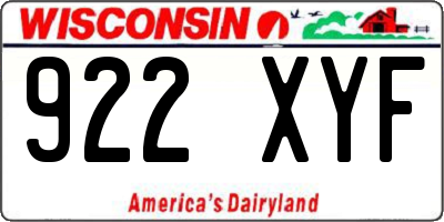 WI license plate 922XYF