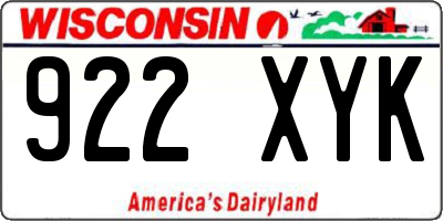 WI license plate 922XYK