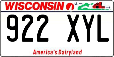 WI license plate 922XYL