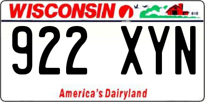 WI license plate 922XYN