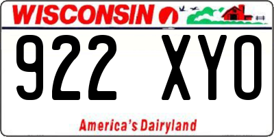 WI license plate 922XYO