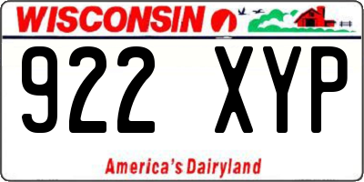 WI license plate 922XYP