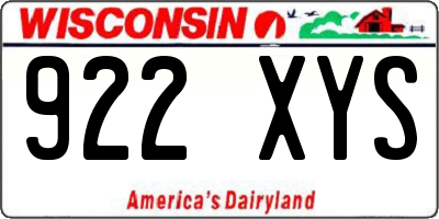 WI license plate 922XYS