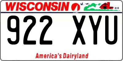 WI license plate 922XYU