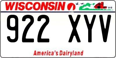 WI license plate 922XYV