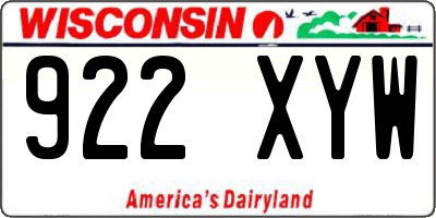 WI license plate 922XYW