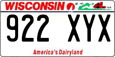 WI license plate 922XYX