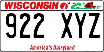 WI license plate 922XYZ