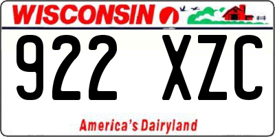 WI license plate 922XZC
