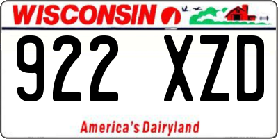 WI license plate 922XZD