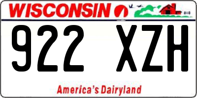 WI license plate 922XZH