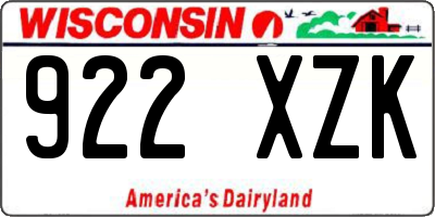 WI license plate 922XZK