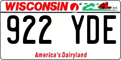 WI license plate 922YDE