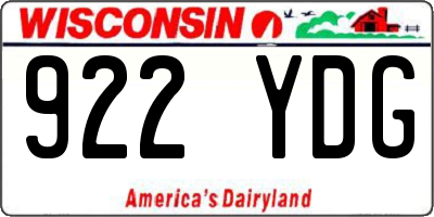 WI license plate 922YDG