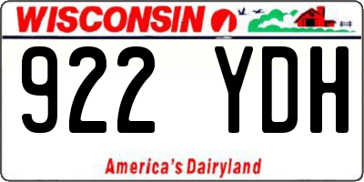 WI license plate 922YDH
