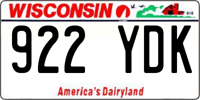 WI license plate 922YDK