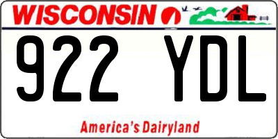 WI license plate 922YDL