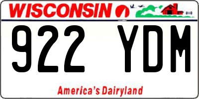 WI license plate 922YDM