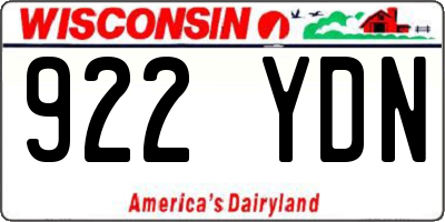 WI license plate 922YDN