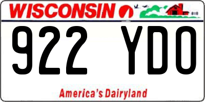 WI license plate 922YDO