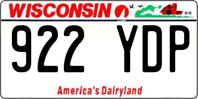 WI license plate 922YDP