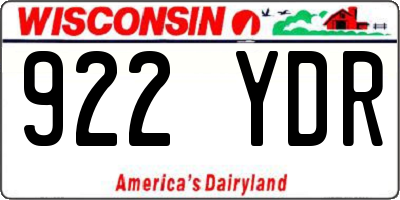 WI license plate 922YDR