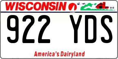 WI license plate 922YDS