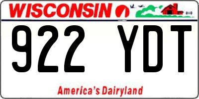 WI license plate 922YDT