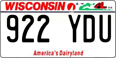 WI license plate 922YDU