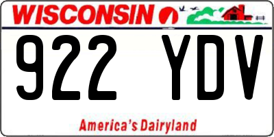 WI license plate 922YDV
