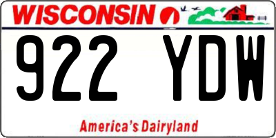 WI license plate 922YDW