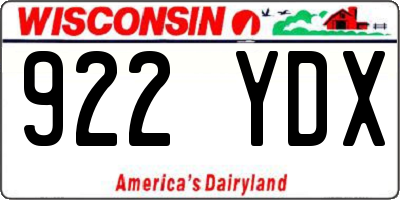 WI license plate 922YDX
