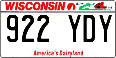 WI license plate 922YDY