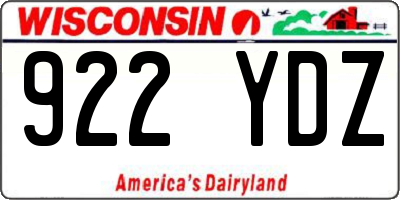 WI license plate 922YDZ