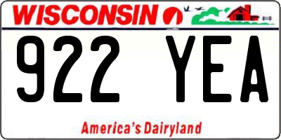 WI license plate 922YEA