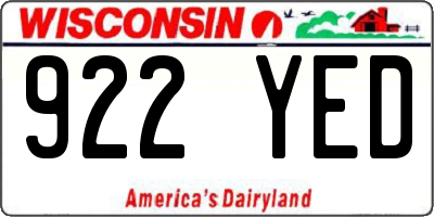 WI license plate 922YED