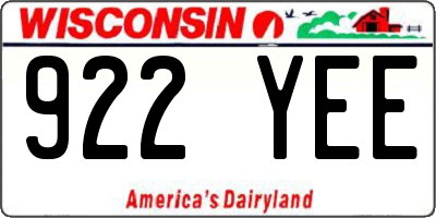 WI license plate 922YEE