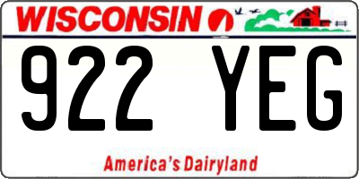 WI license plate 922YEG