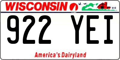 WI license plate 922YEI